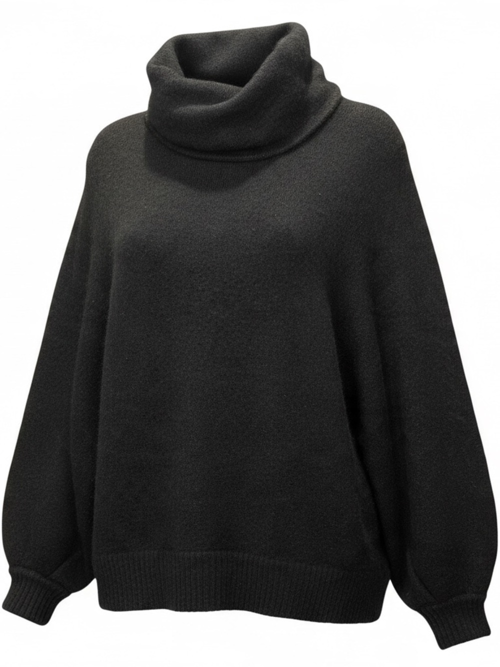 Babaton Black Cowl Neck Balloon Sleeve Sweater